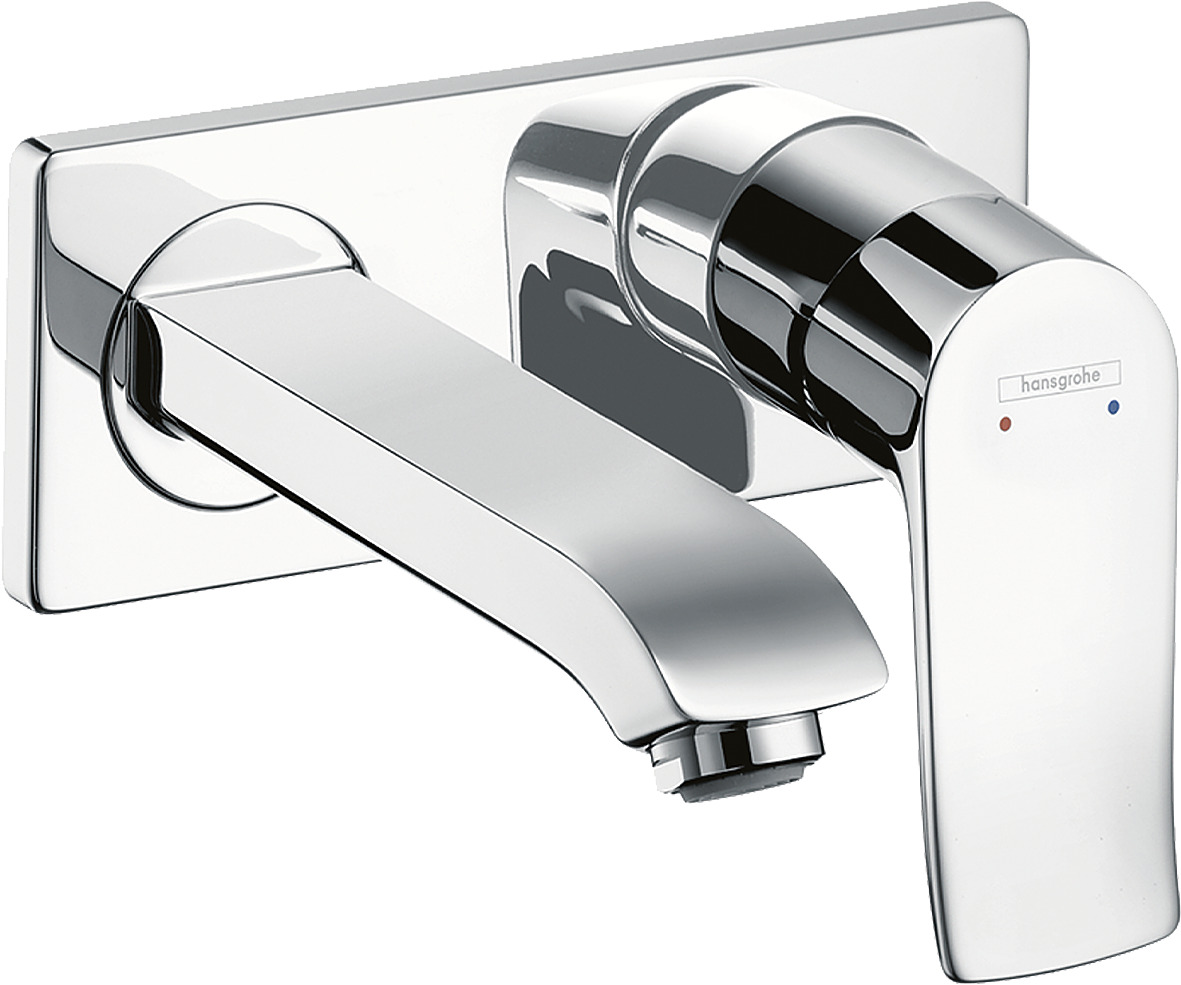 Hansgrohe Metris ééngreeps wastafelmengkraan afbouwdeel LowFlow met voorsprong 165 mm en PushOpen afvoerplug, chroom