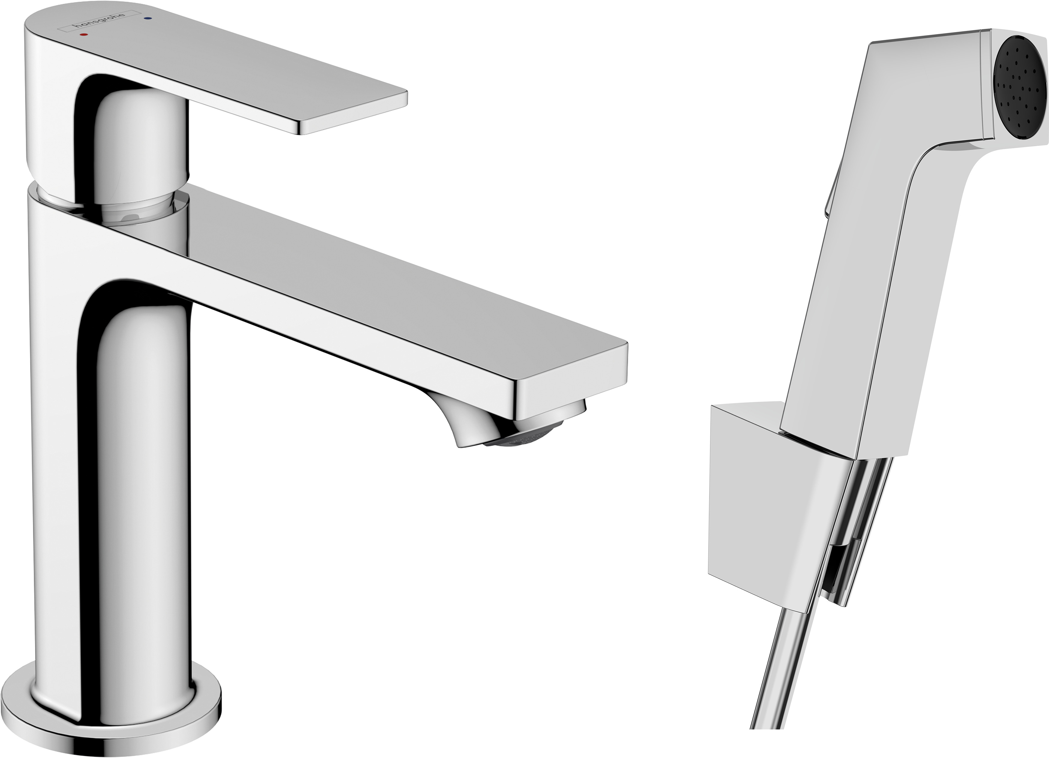 Hansgrohe Rebris E ééngreeps wastafelmengkraan 110 met bidette handdouche en doucheslang 160 cm zonder afvoer, chroom