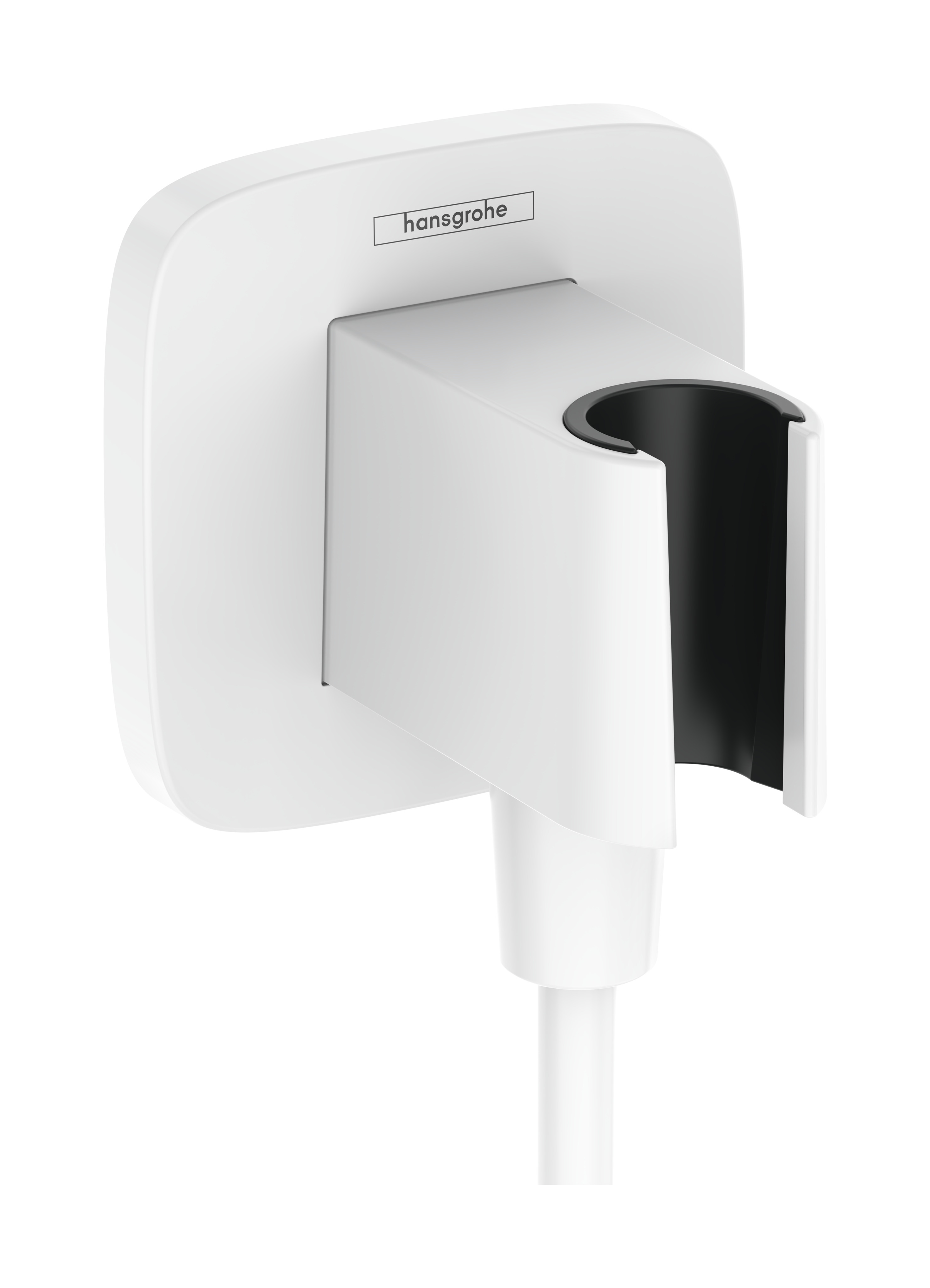 Hansgrohe FixFit Q muuraansluitbocht met handdouchehouder, mat wit