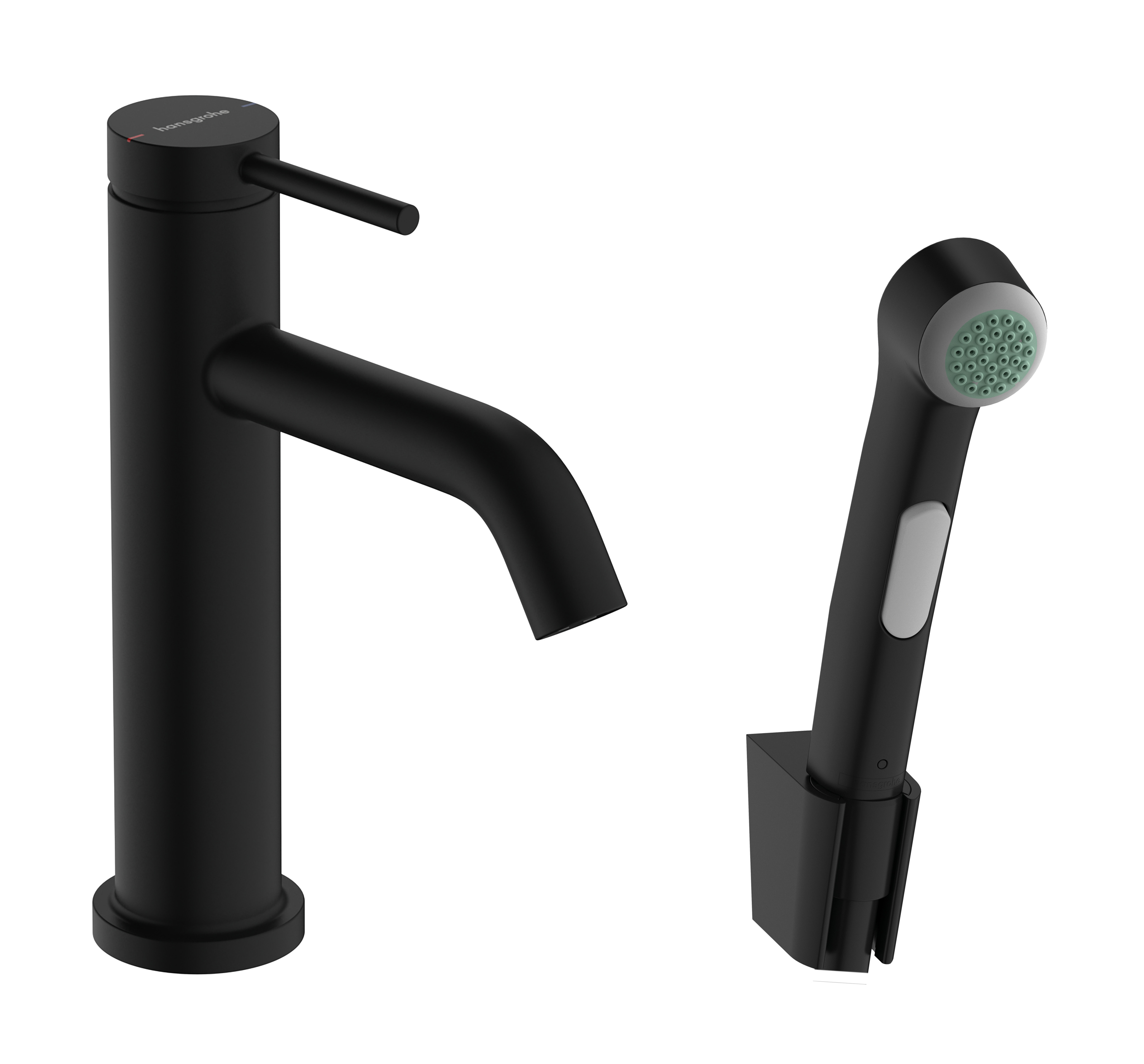 Hansgrohe Tecturis S ééngreeps wastafelkraan 110 met bidet handdouche en doucheslang 160 cm, mat zwart