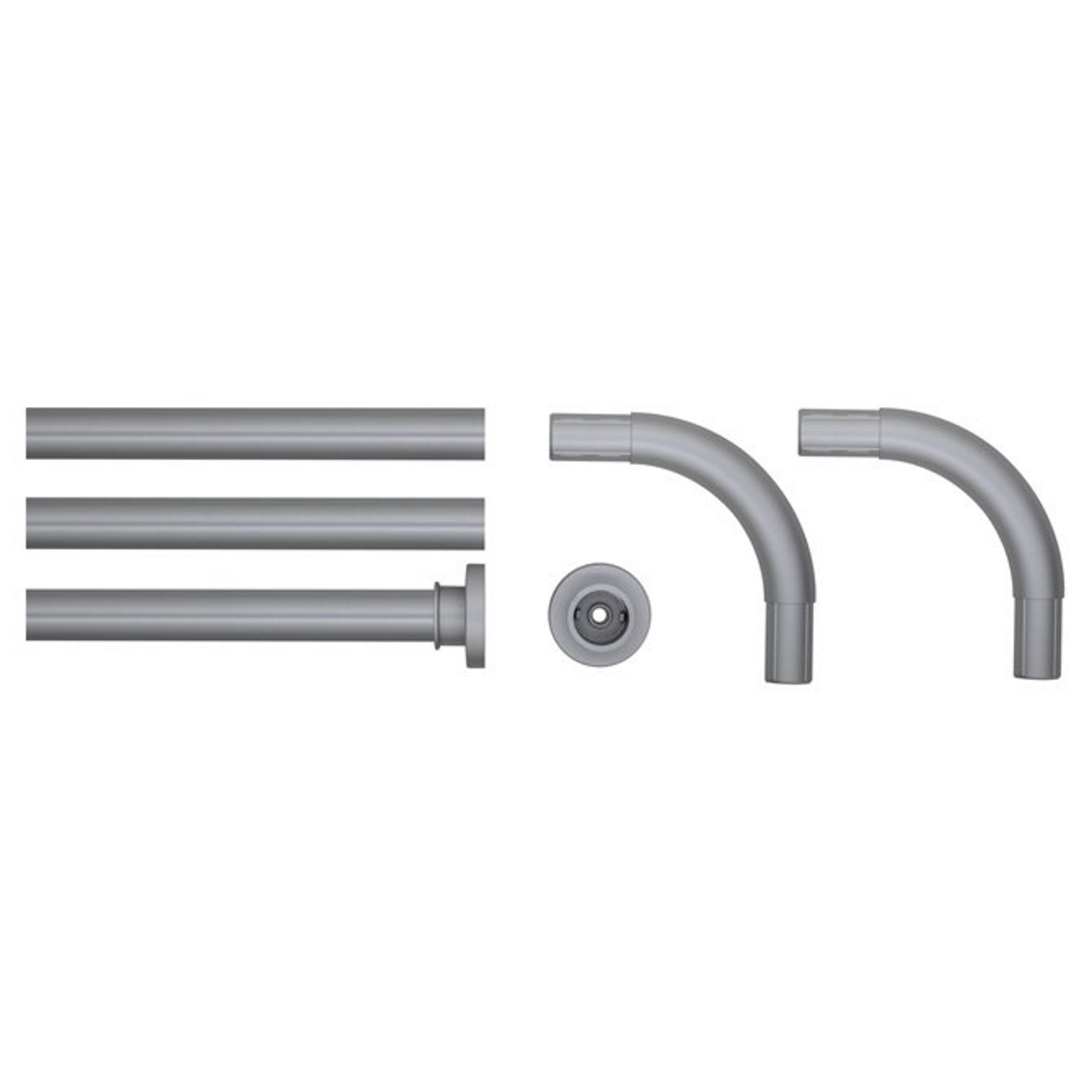 Douchegordijnstangset Seallux diameter 28 mm, 90x90x90, 80x170 cm mat aluminium afbeelding