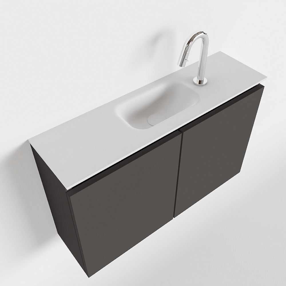 MONDIAZ TURE 80cm toiletmeubel dark grey. EDEN wastafel talc midden 1 kraangat product afbeelding