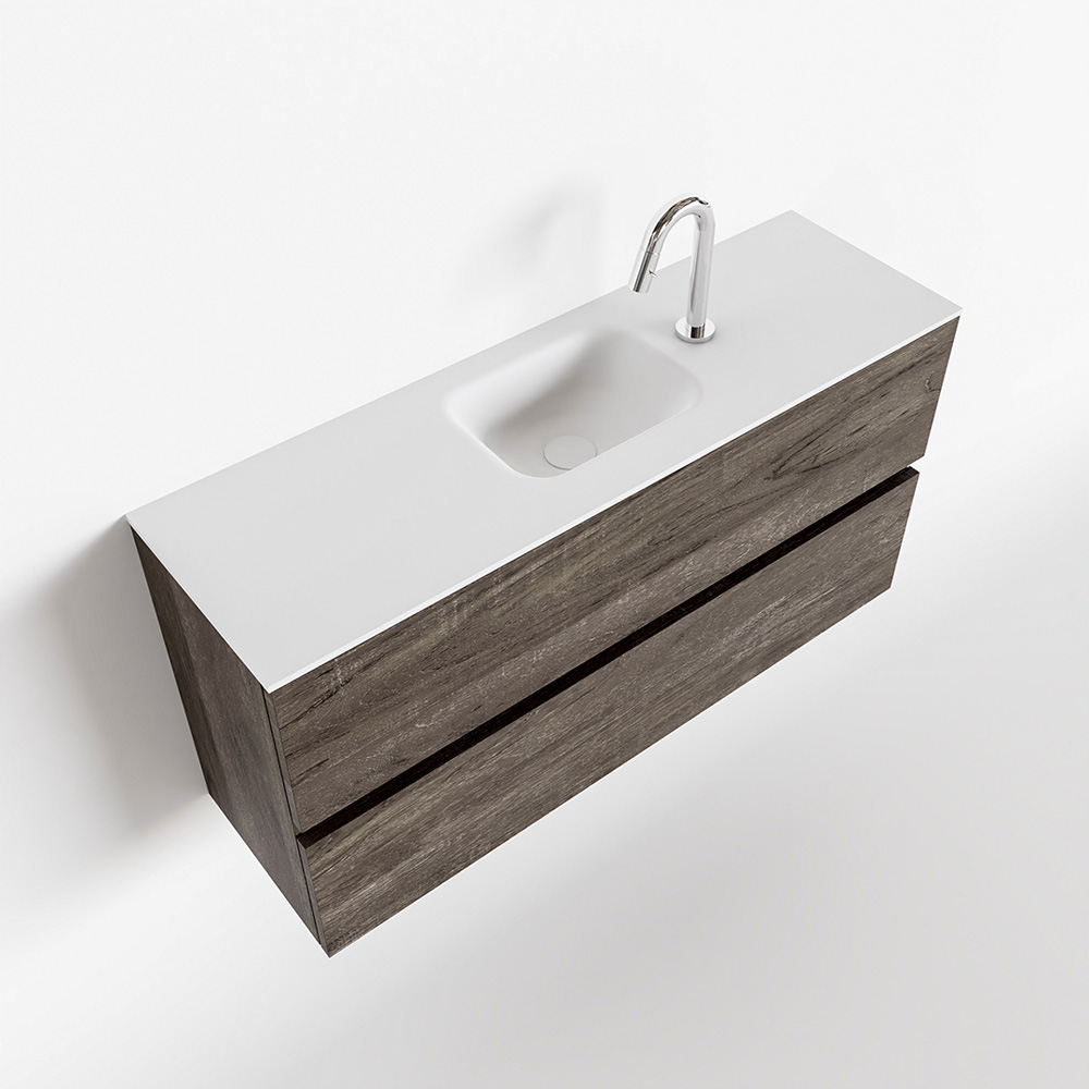 MONDIAZ ADA 100cm toiletmeubel dark brown. LEX wastafel talc midden 1 kraangat product afbeelding