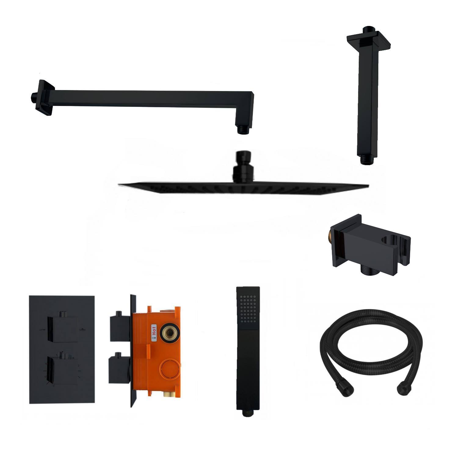 Regendoucheset Best Design Nero Vierkant Thermostatische Inbouwset Mat Zwart best design kopen in de aanbieding Regendoucheset Best Design Nero Vierkant Thermostatische Inbouwset Mat Zwart best design kopen in de aanbieding