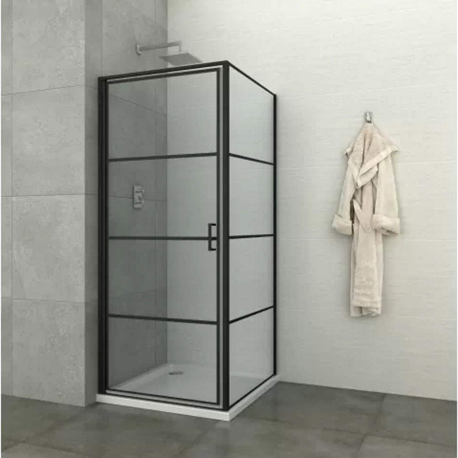 Allibert Douchecabine  Loft-Game 90x90x200 cm 8mm Gelakt Aluminium Industrieel Zwart