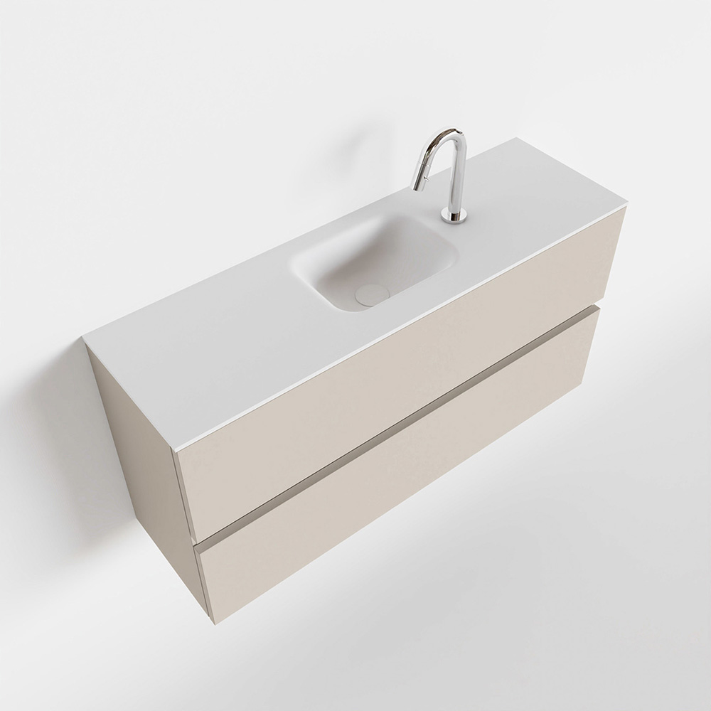 MONDIAZ ADA 100cm toiletmeubel linen. LEX wastafel talc midden 1 kraangat