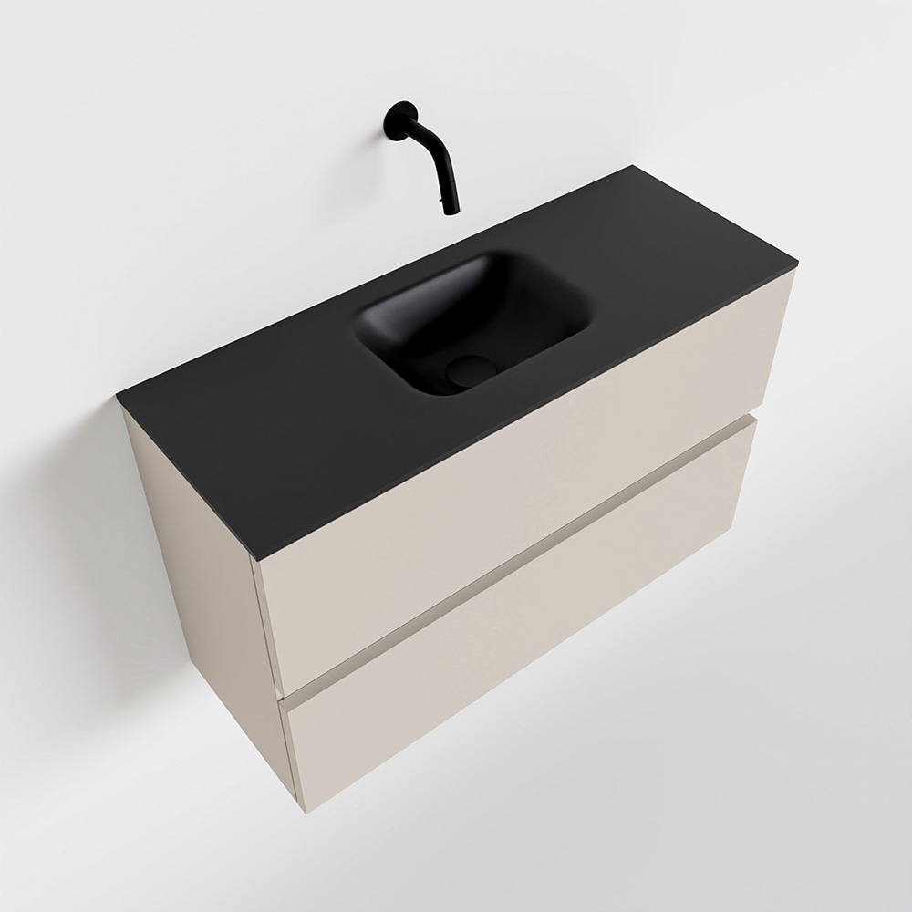 MONDIAZ ADA 80cm toiletmeubel linen. LEX wastafel urban midden zonder kraangat product afbeelding