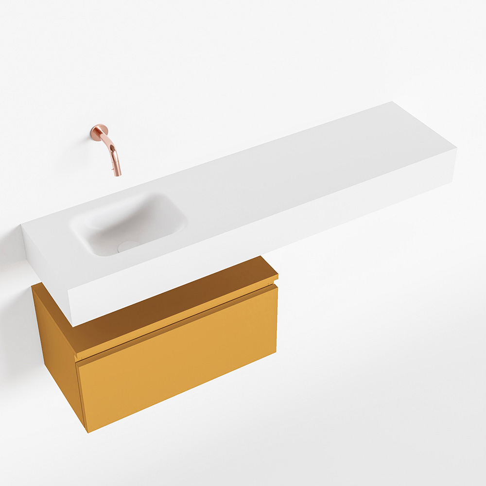 MONDIAZ ANDOR 60cm toiletmeubel ocher. LEX 120cm wastafel talc links geen kraangat afbeelding