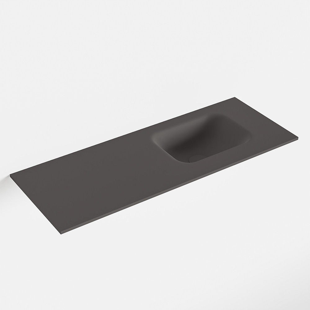 MONDIAZ LEX Dark_grey solid surface inleg wastafel voor toiletmeubel 80cm. Positie wasbak rechts product afbeelding