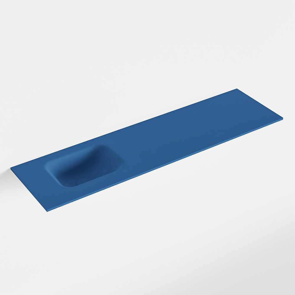 MONDIAZ LEX Jeans solid surface inleg wastafel voor toiletmeubel 110cm. Positie wasbak links
