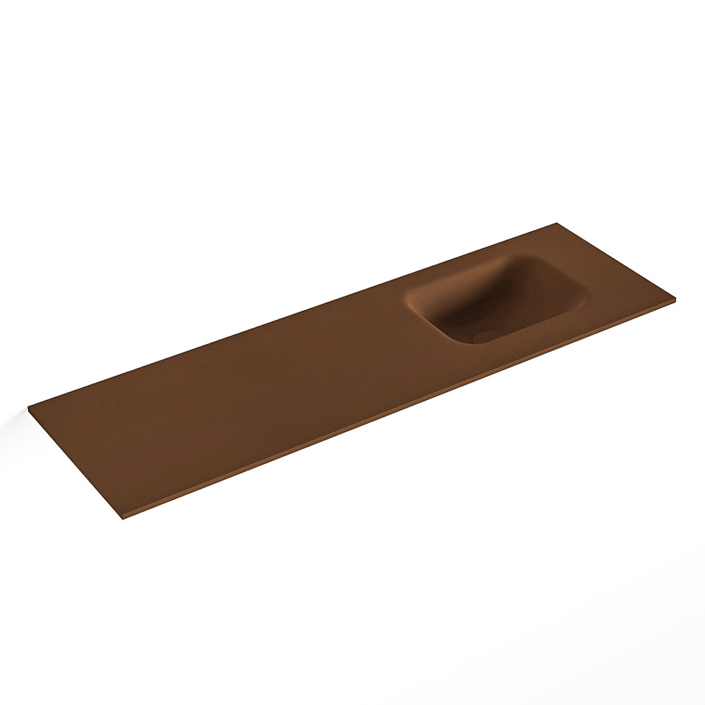 MONDIAZ LEX Rust solid surface inleg wastafel voor toiletmeubel 100cm. Positie wasbak rechts