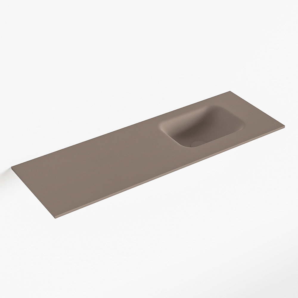 MONDIAZ LEX Smoke solid surface inleg wastafel voor toiletmeubel 90cm. Positie wasbak rechts product afbeelding