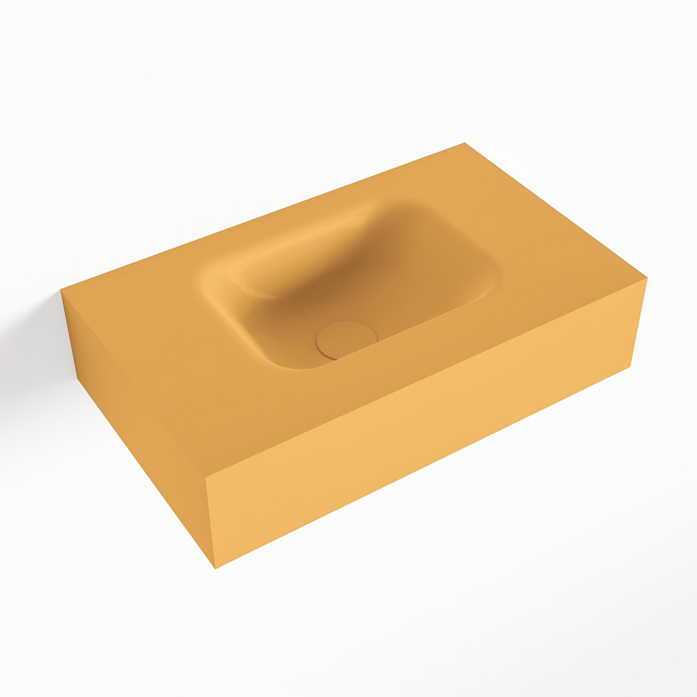 MONDIAZ LEX Ocher vrijhangende solid surface wastafel 50cm. Positie wasbak midden