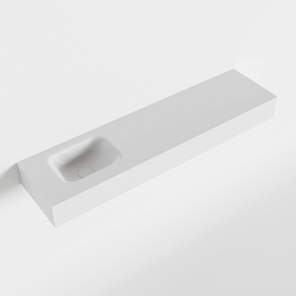 MONDIAZ LEX Talc vrijhangende solid surface wastafel 120cm. Positie wasbak links product afbeelding