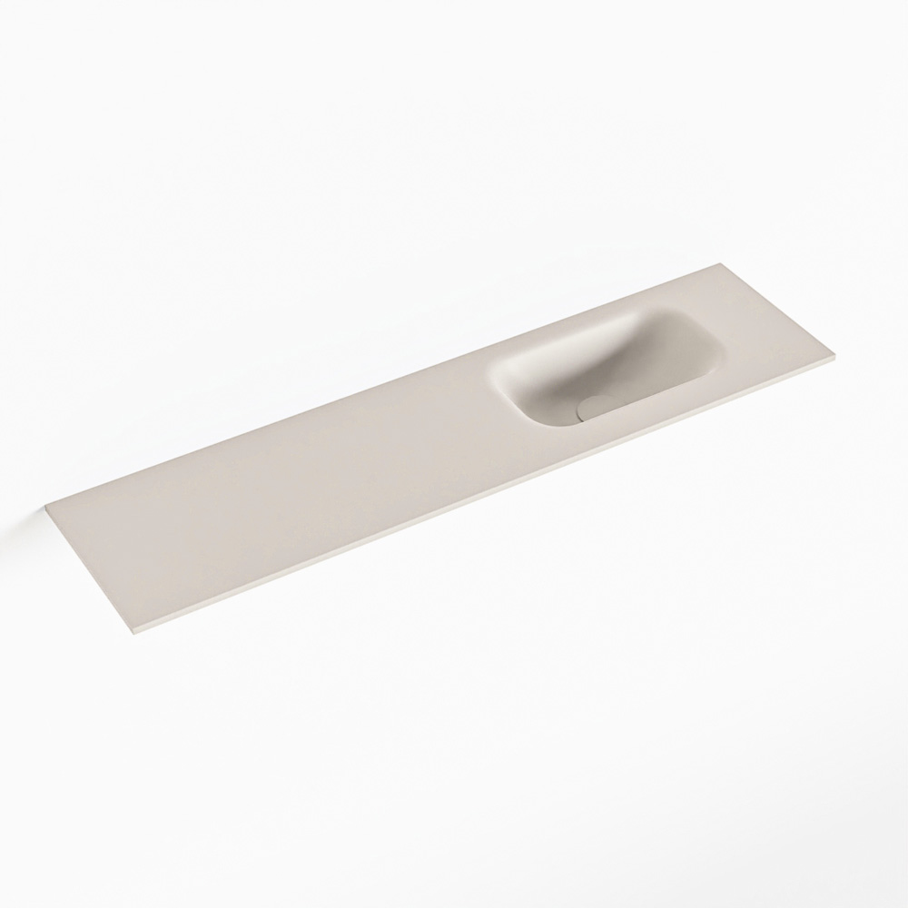 MONDIAZ EDEN Linen solid surface inleg wastafel voor toiletmeubel 90cm. Positie wasbak rechts