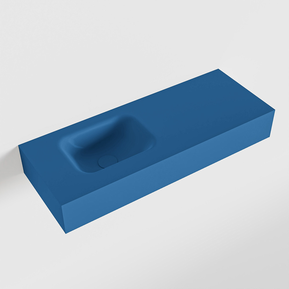 MONDIAZ LEX Jeans vrijhangende solid surface wastafel 80cm. Positie wasbak links