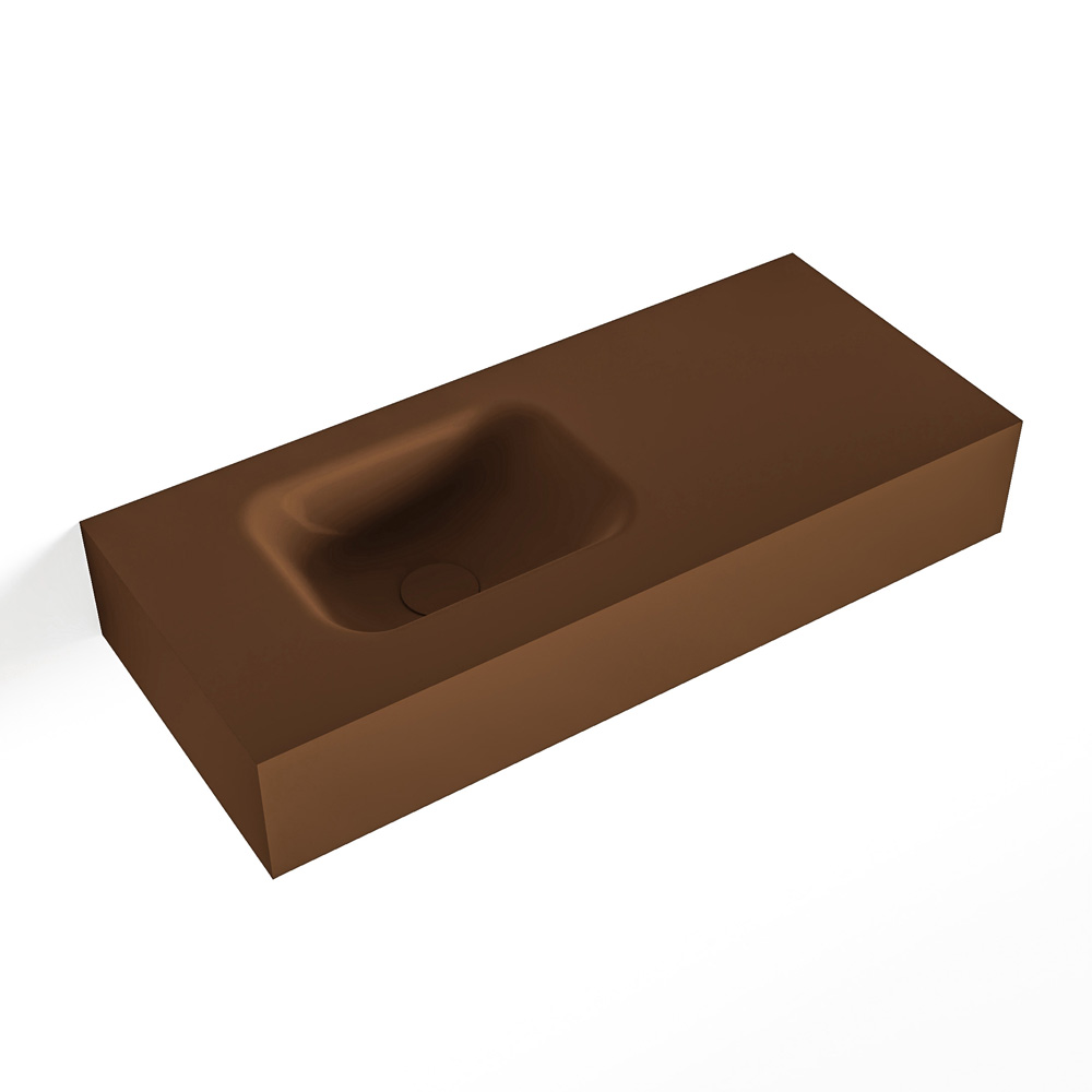MONDIAZ LEX Rust vrijhangende solid surface wastafel 70cm. Positie wasbak links product afbeelding