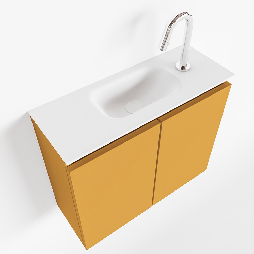 MONDIAZ TURE 60cm toiletmeubel ocher. EDEN wastafel talc midden 1 kraangat