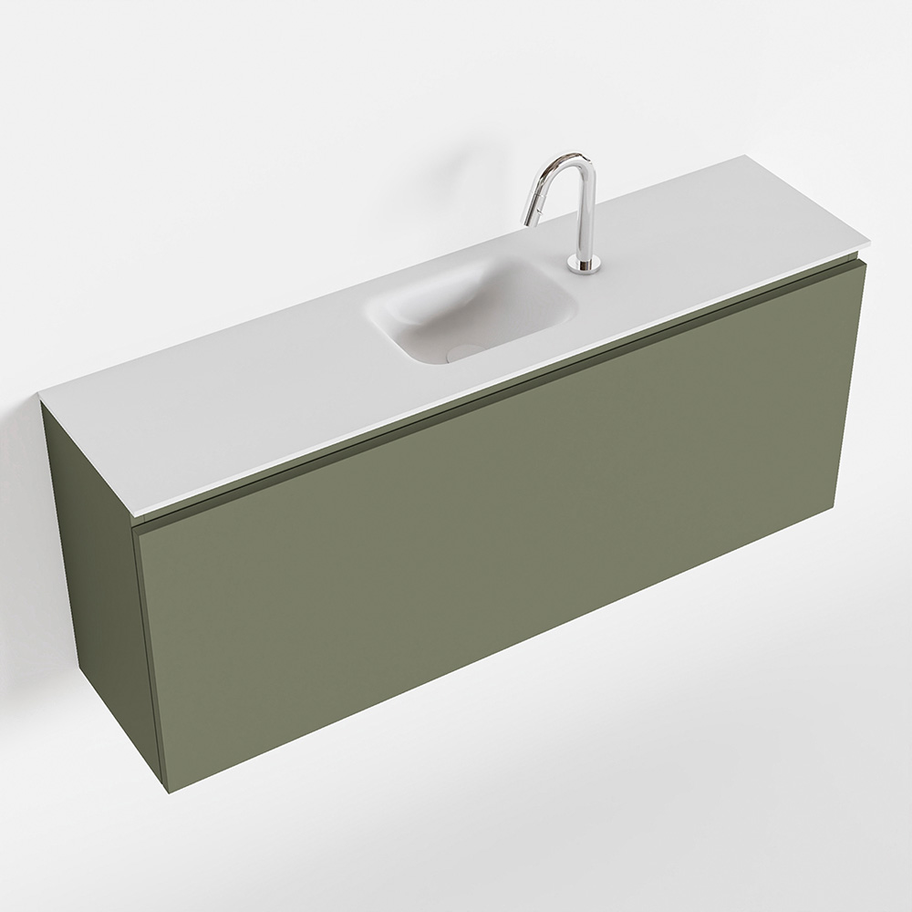MONDIAZ OLAN 120cm toiletmeubel army. LEX wastafel talc midden 1 kraangat product afbeelding