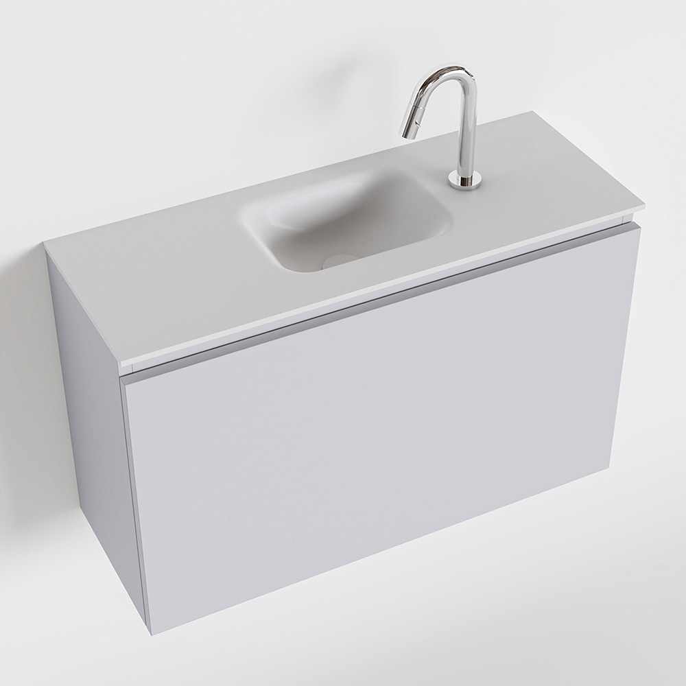 MONDIAZ OLAN 80cm toiletmeubel cale. LEX wastafel talc midden 1 kraangat product afbeelding