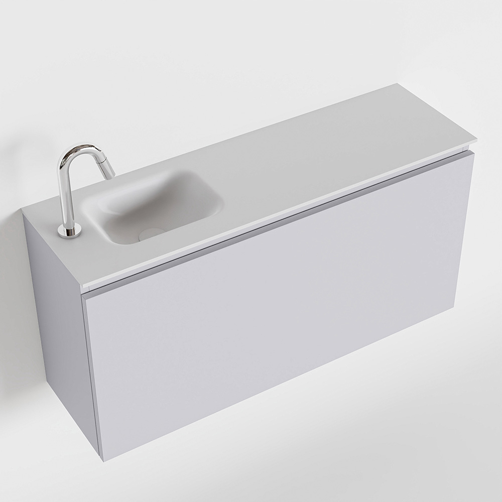 MONDIAZ OLAN 100cm toiletmeubel cale. LEX wastafel talc links 1 kraangat product afbeelding