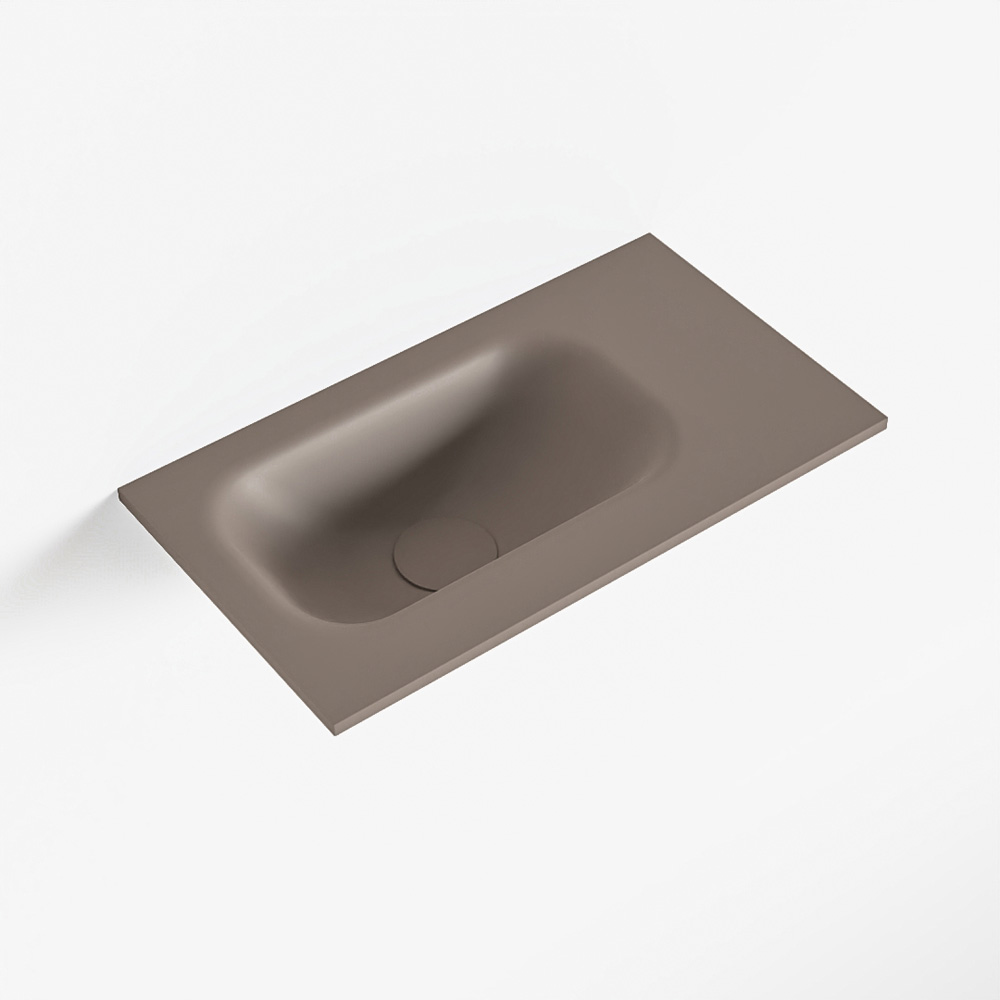 Productafbeelding van MONDIAZ EDEN Smoke solid surface inleg wastafel voor toiletmeubel 40cm. Positie wasbak links