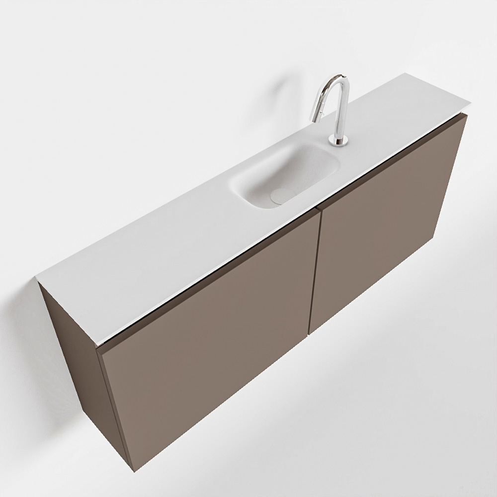 MONDIAZ TURE 120cm toiletmeubel smoke. EDEN wastafel talc midden 1 kraangat