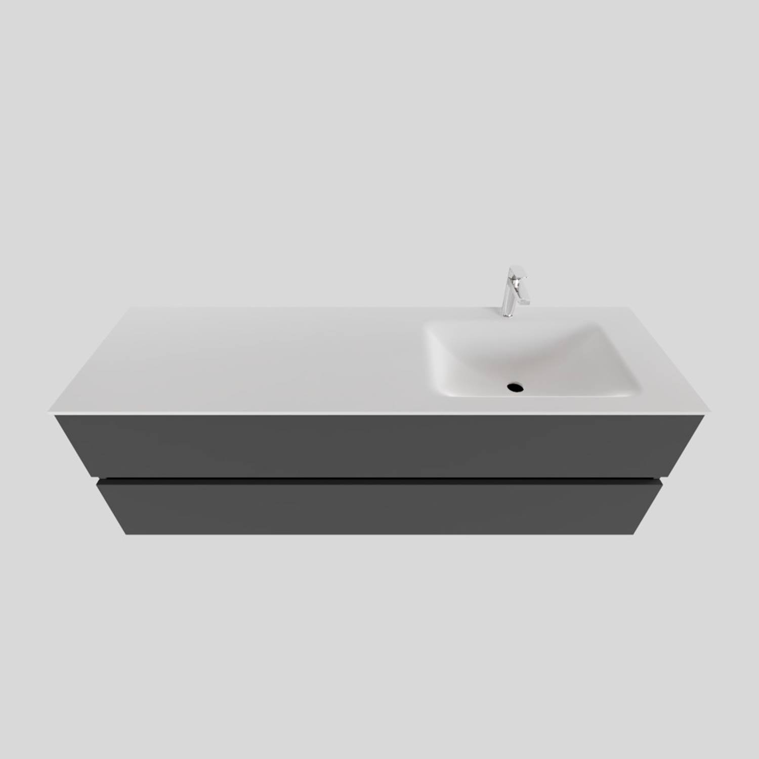 Badkamermeubel Solid Surface BWS Oslo 150x46 cm Rechts Mat Antraciet (met 1 kraangat) product afbeelding