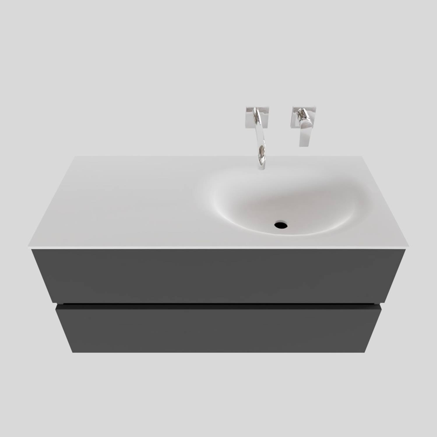 Boss Wessing Badkamermeubel Solid Surface Bws Stockholm 100X46 Cm Rechts Mat Antraciet Zonder Kraangat boss wessing kopen in de aanbieding Boss Wessing Badkamermeubel Solid Surface Bws Stockholm 100X46 Cm Rechts Mat Antraciet Zonder Kraangat boss wessing kopen in de aanbieding