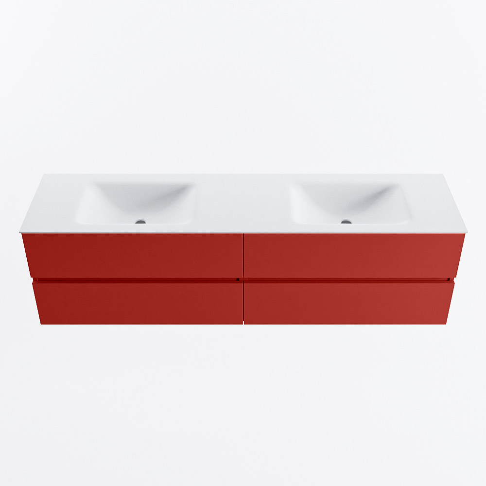 MONDIAZ VICA 180cm badmeubel onderkast Fire 4 lades. Wastafel CLOUD dubbel 2 kraangaten, kleur Talc.