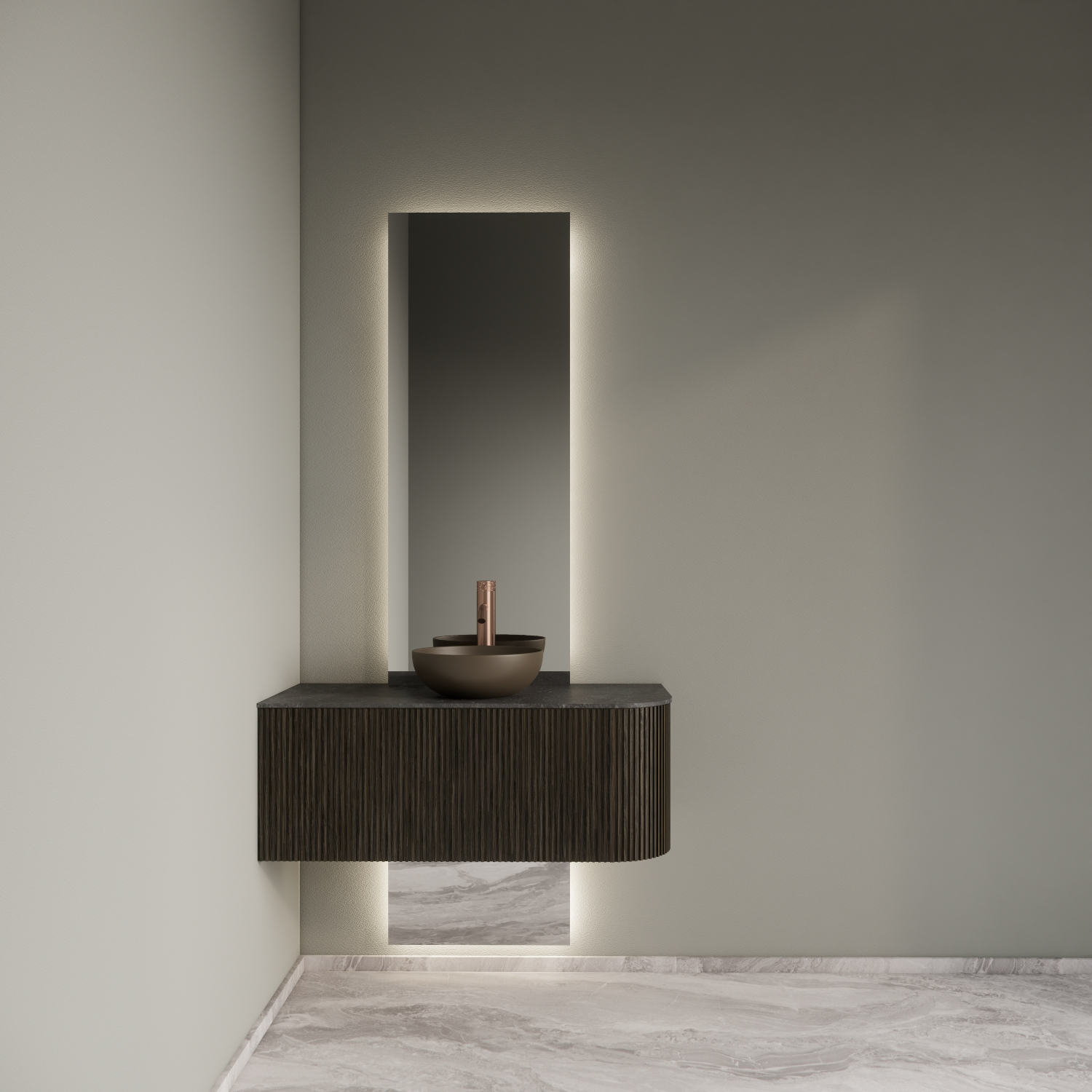 Badkamermeubelset Gliss Design Alluro 100 cm Links Charcoal afbeelding