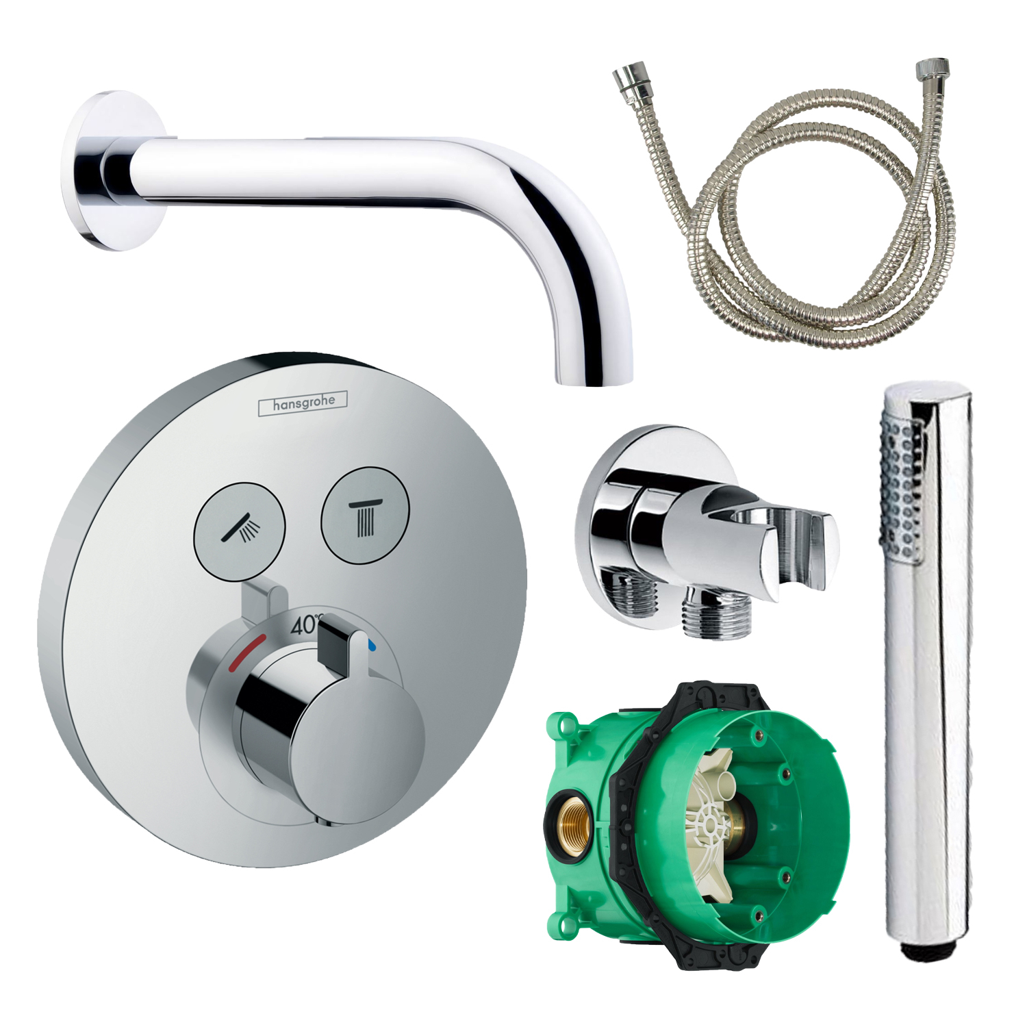 Badkraanset Hansgrohe Select Rond met Handdouche Chroom