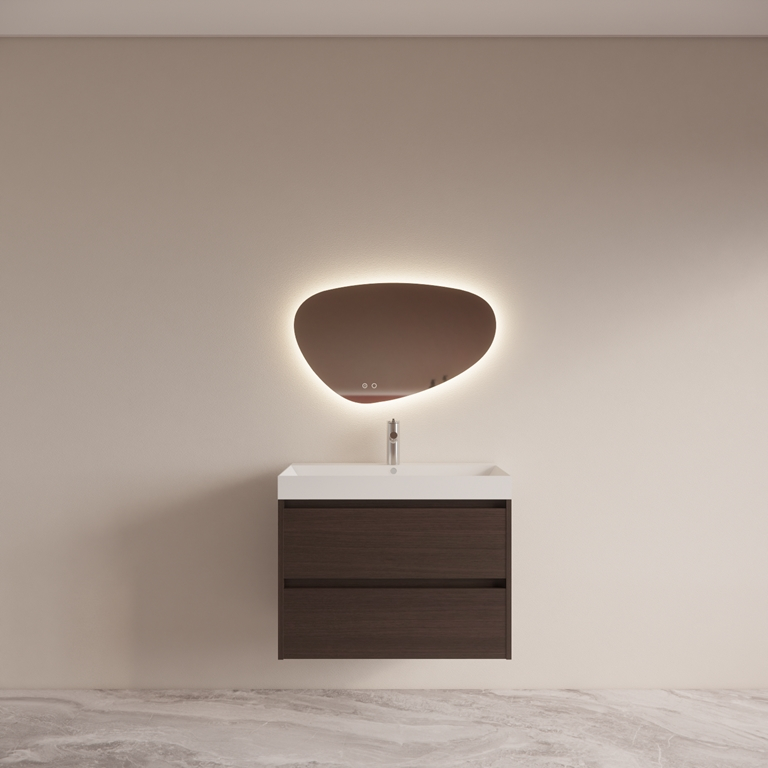 Badmeubelset BWS Riga met Lako Wastafel Wit 80 cm Bruin Eiken afbeelding