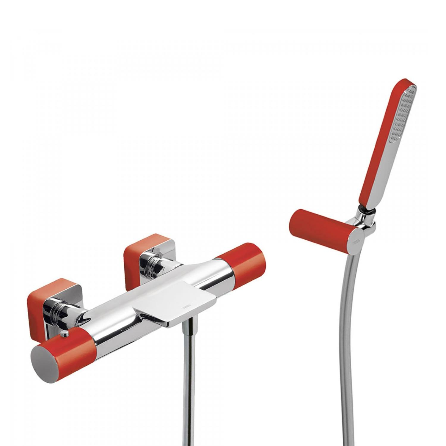 Badthermostaat Tres Loft Colors Waterval met Handdouche 33.2x15.6 cm Rond Rood Chroom Badthermostaat Tres Loft Colors Waterval met Handdouche 33.2x15.6 cm Rond Rood Chroom