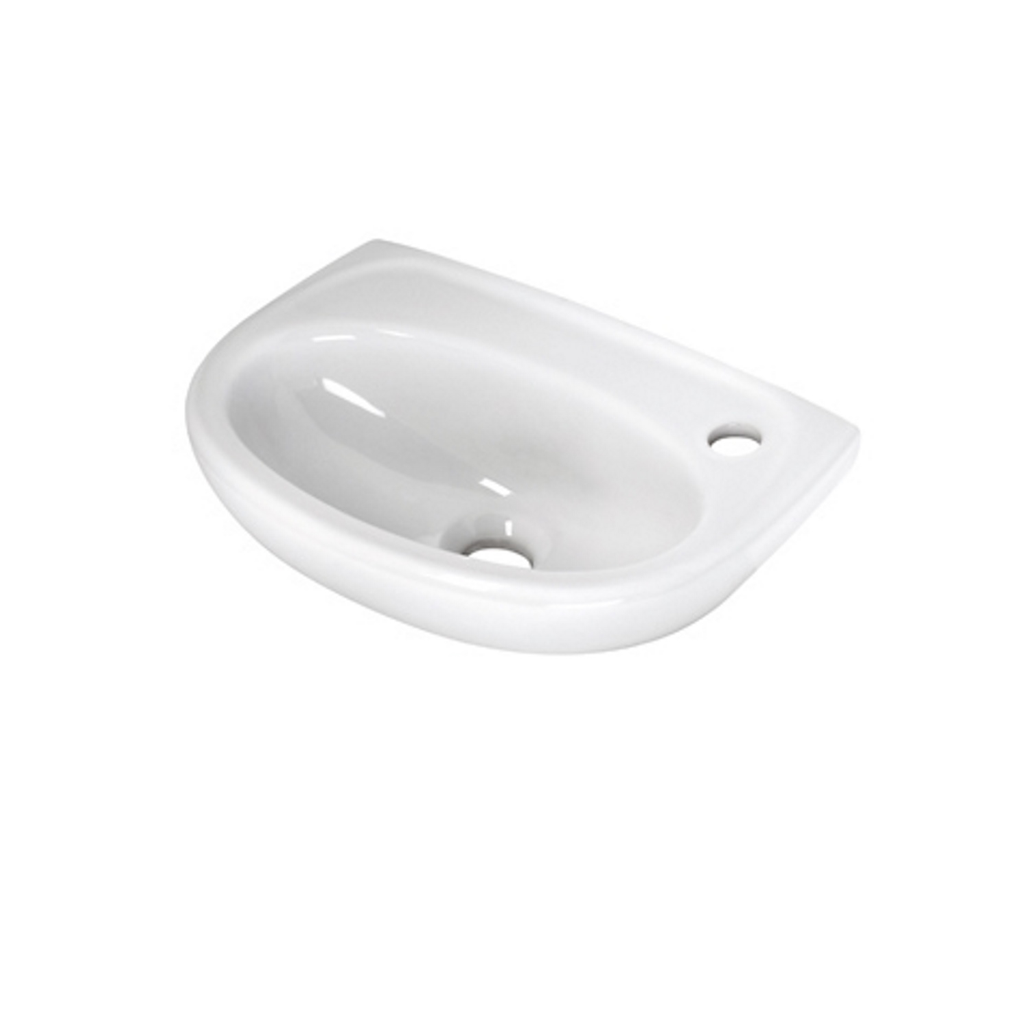 Basic Fontein Plieger Met Kraangat Rechts 36x26cm z. Overloop Wit product afbeelding