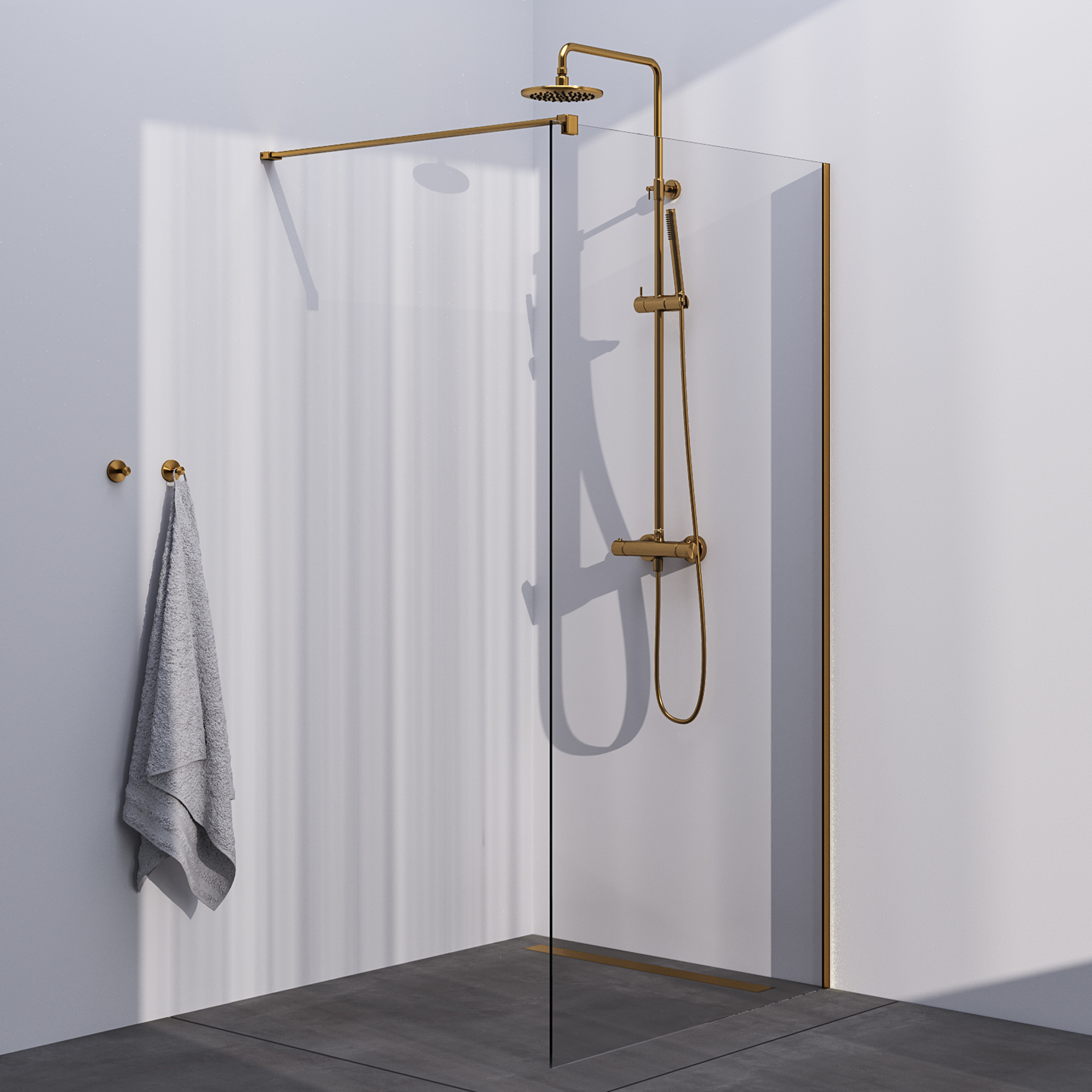 Brauer Season inloopdouche model C helder glas 110x200 incl. glascoating goud geborsteld
