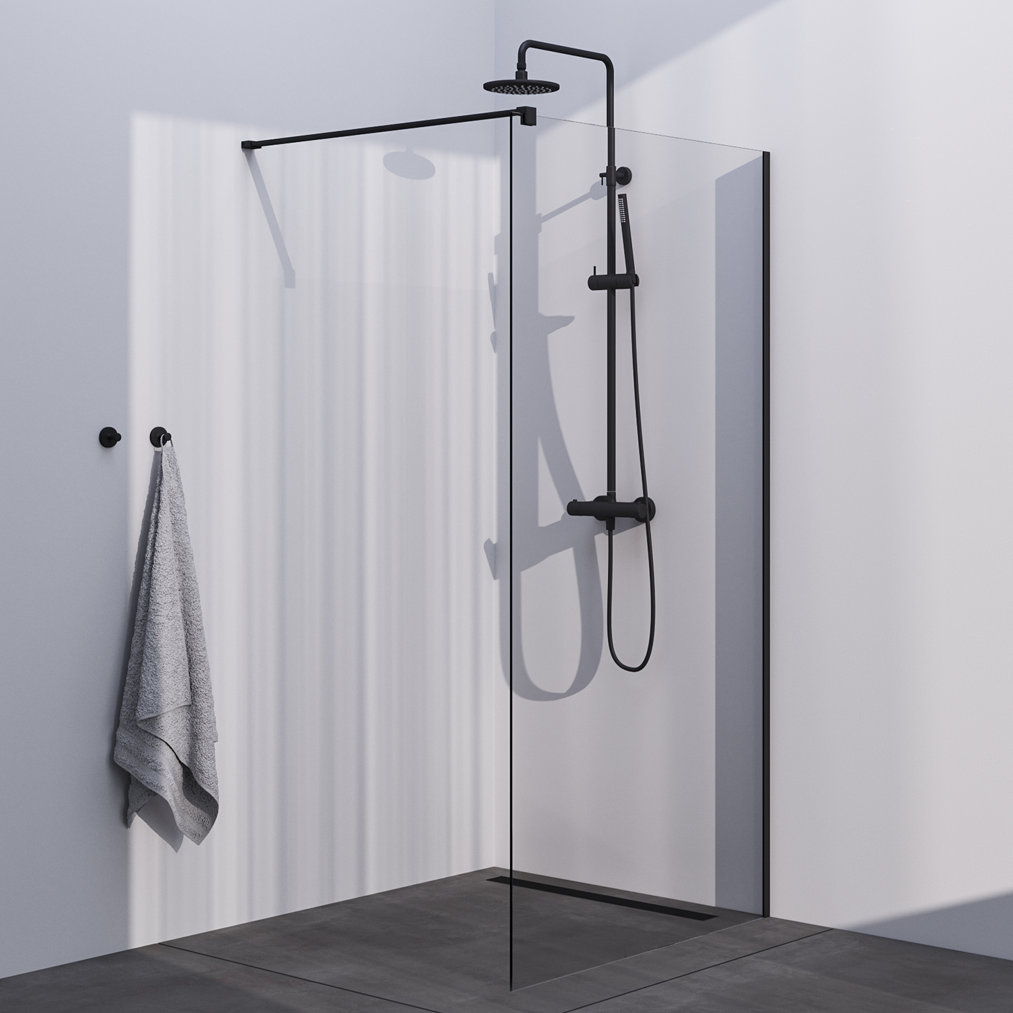 Brauer Season inloopdouche model C helder glas 110x200 incl. glascoating mat zwart