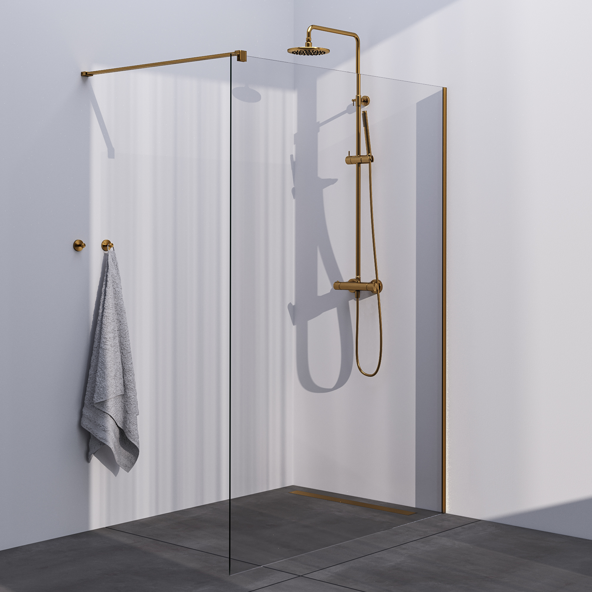 Brauer Season inloopdouche model C helder glas 140x200 incl. glascoating goud geborsteld
