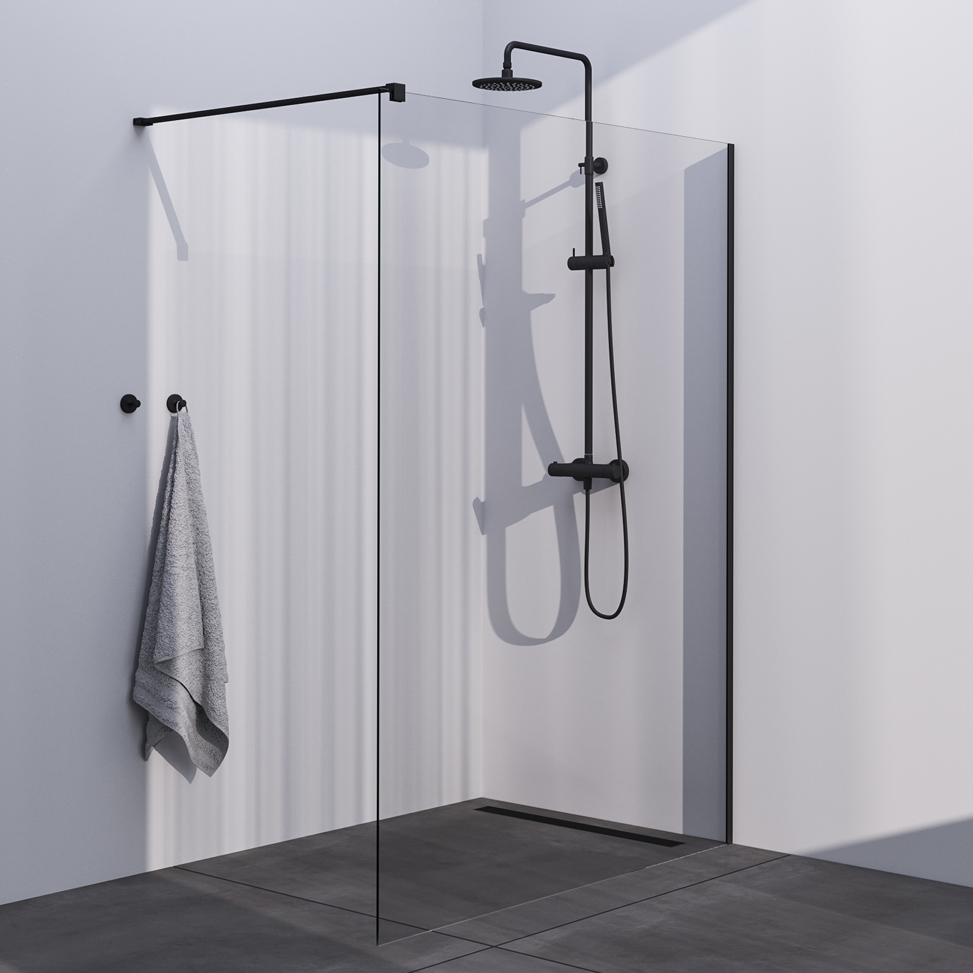 Brauer Season inloopdouche model C helder glas 140x200 incl. glascoating mat zwart