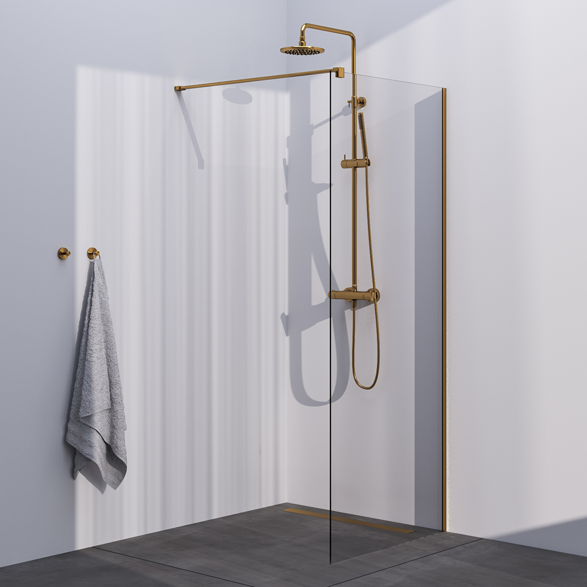 Brauer Season inloopdouche model C helder glas 80x200 incl. glascoating goud geborsteld
