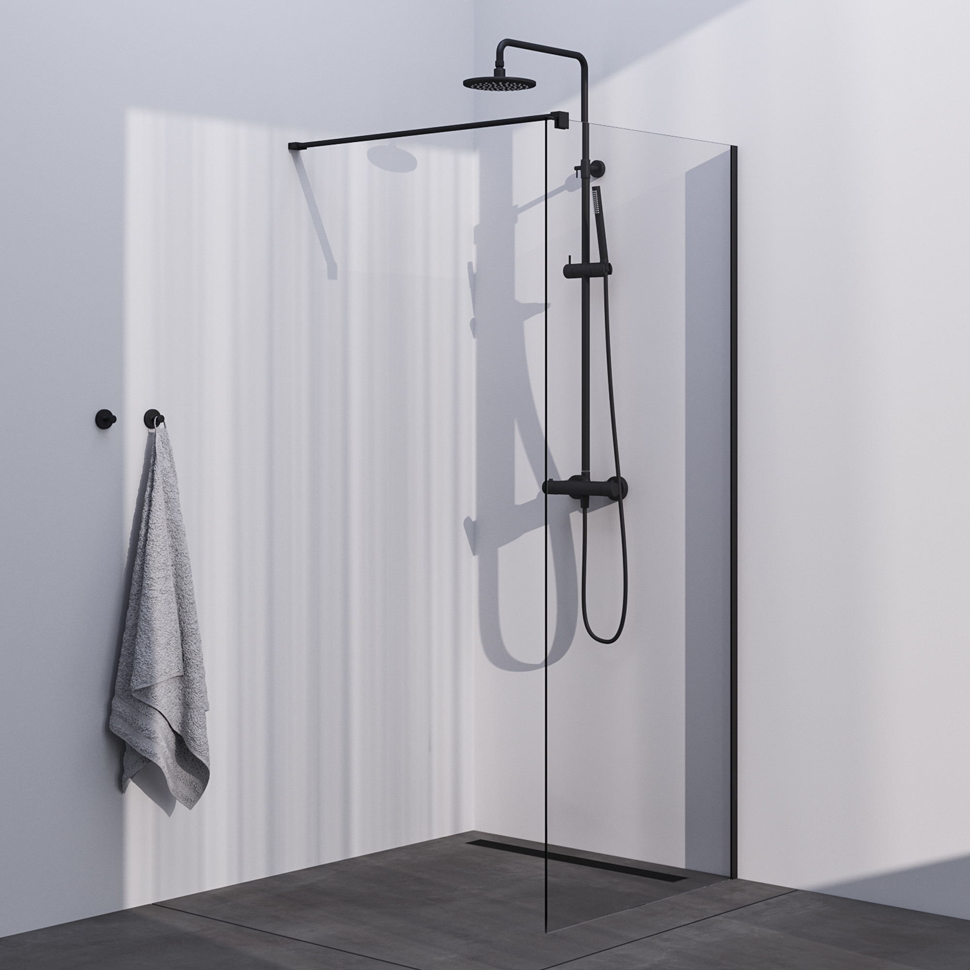 Brauer Season inloopdouche model C helder glas 90x200 incl. glascoating mat zwart