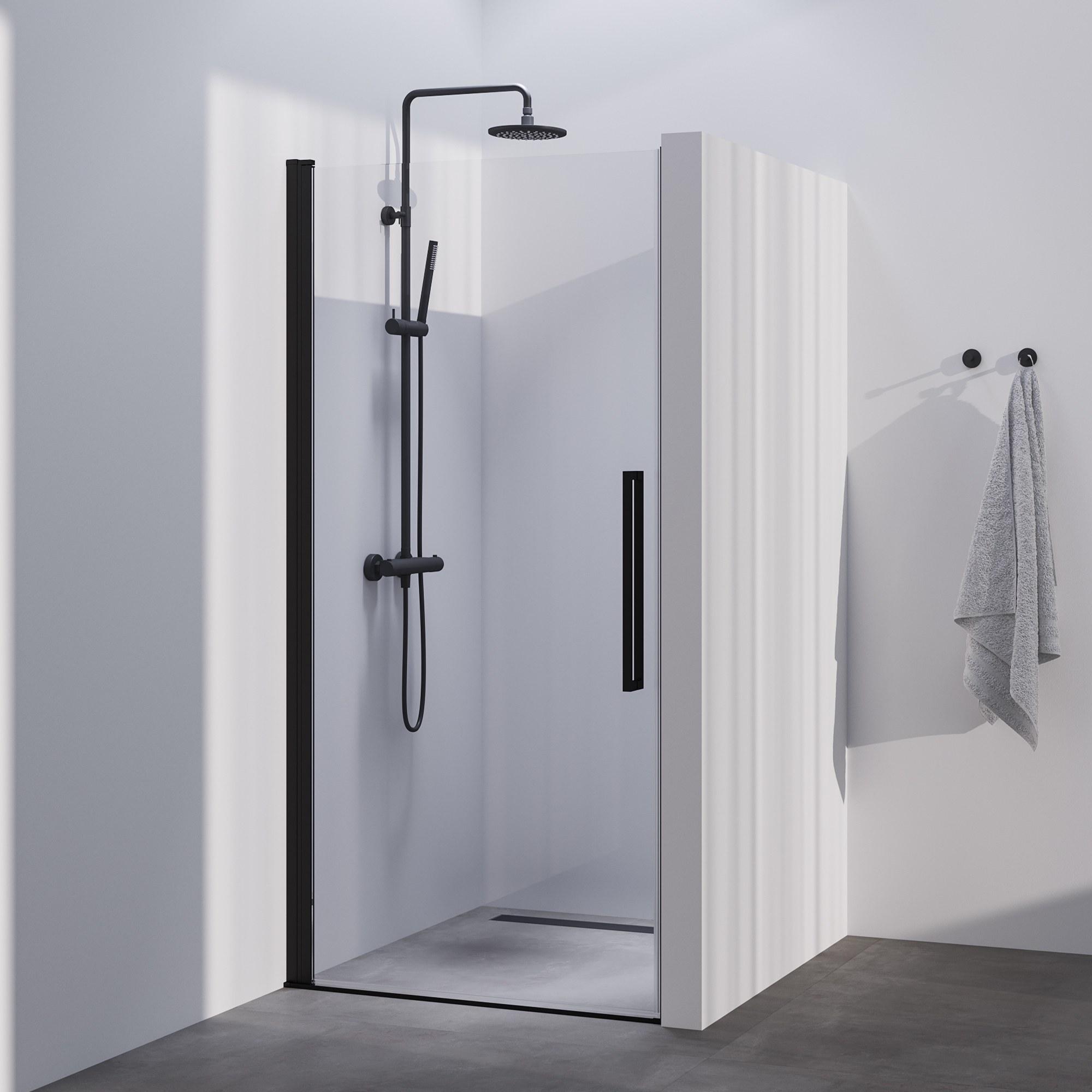 Brauer Season nisdeur model A met draaideur helder glas 60x200 omkeerbaar incl. glascoating Season-Mat Zwart