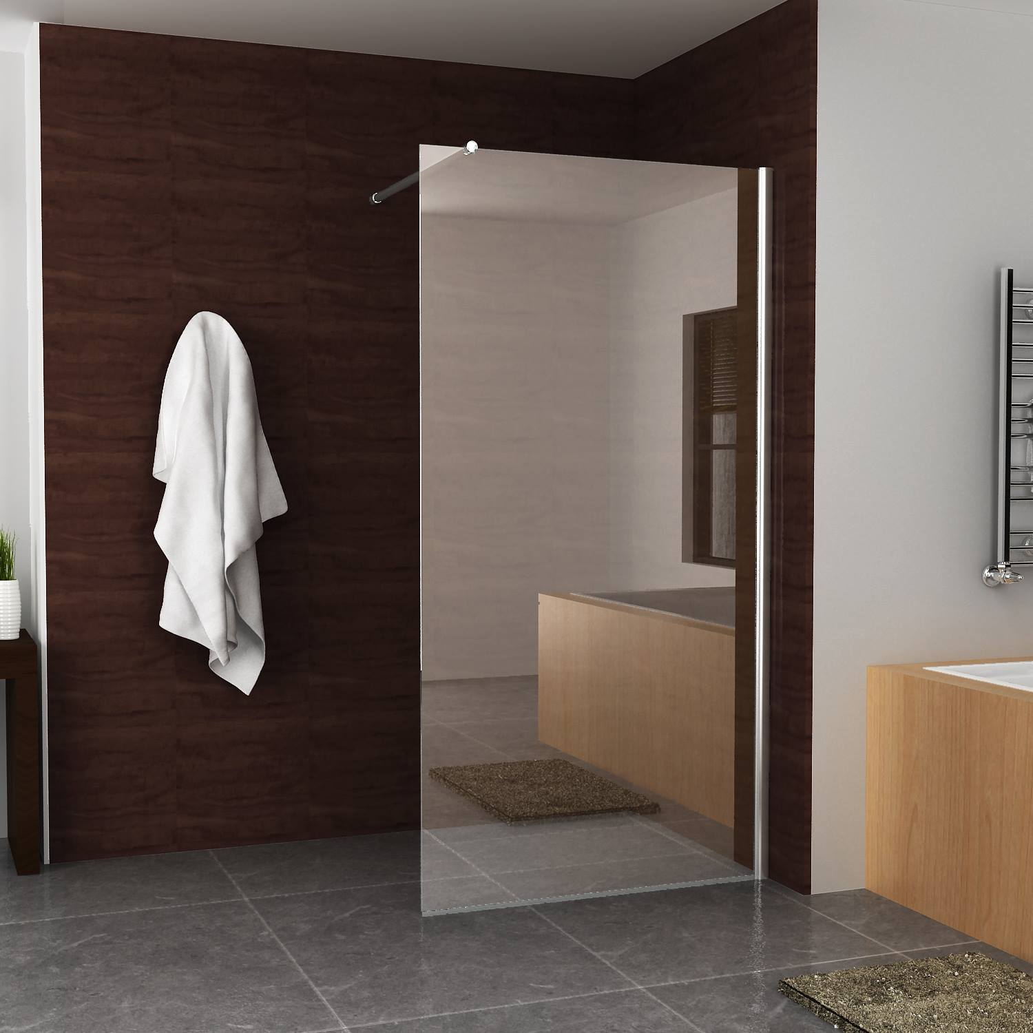 BWS Eco Inloopdouche Met Muurprofiel 130x200cm 8mm NANO Coating