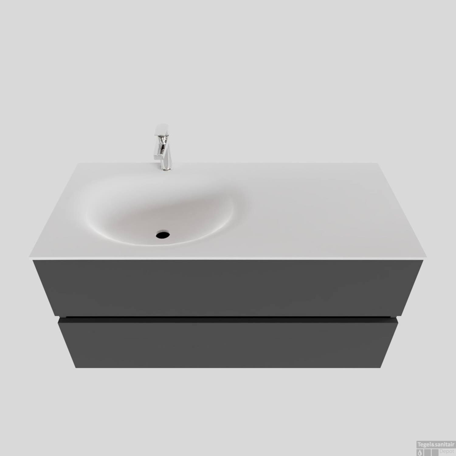 Badkamermeubel Solid Surface BWS Stockholm 100x46 cm Links Mat