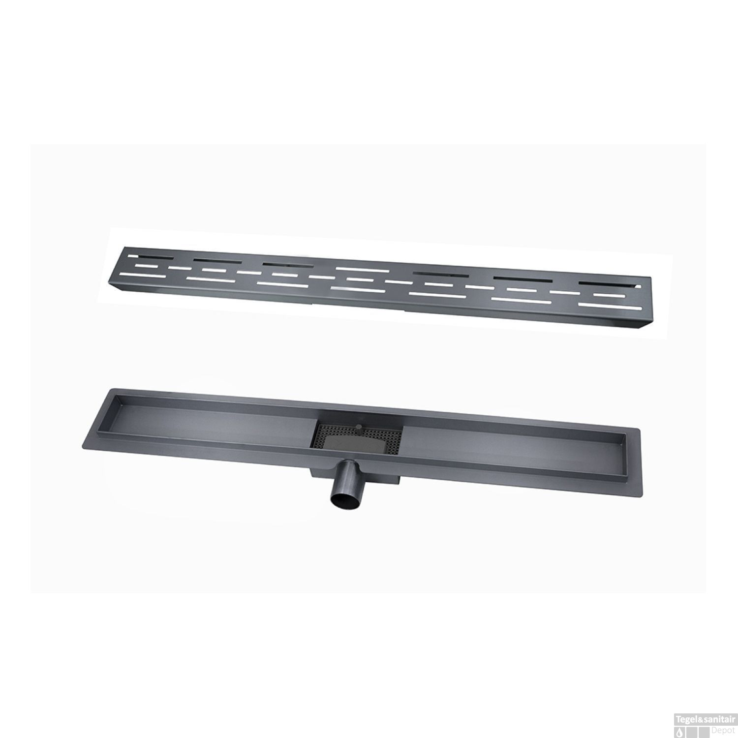 BWS Douchegoot Flens Met Uitneembare Haarfilter 70x7x6.7 cm Gunmetal