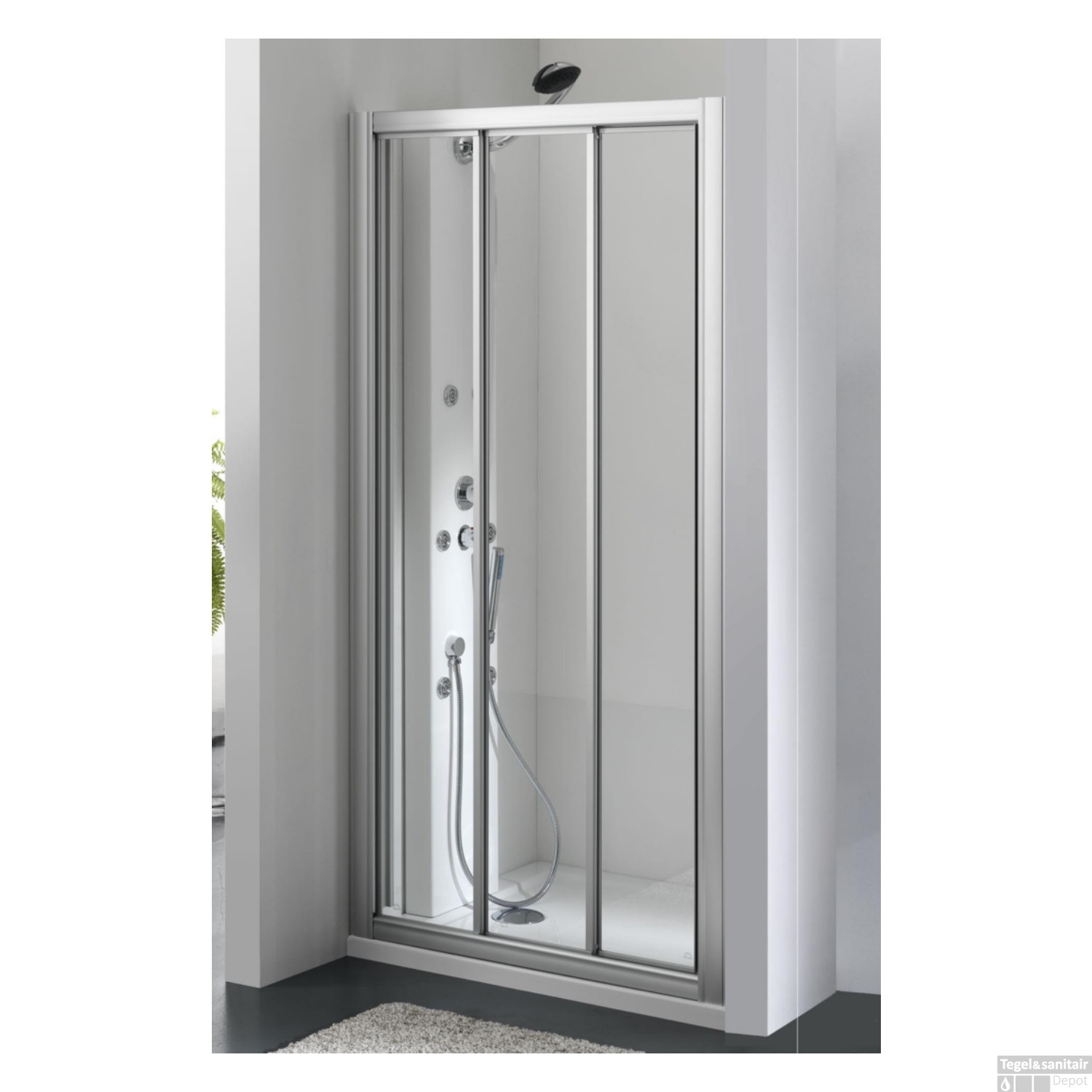 Schuifdeur 3delig Plieger Economy 88/94x185cm 2.2mm Acryl