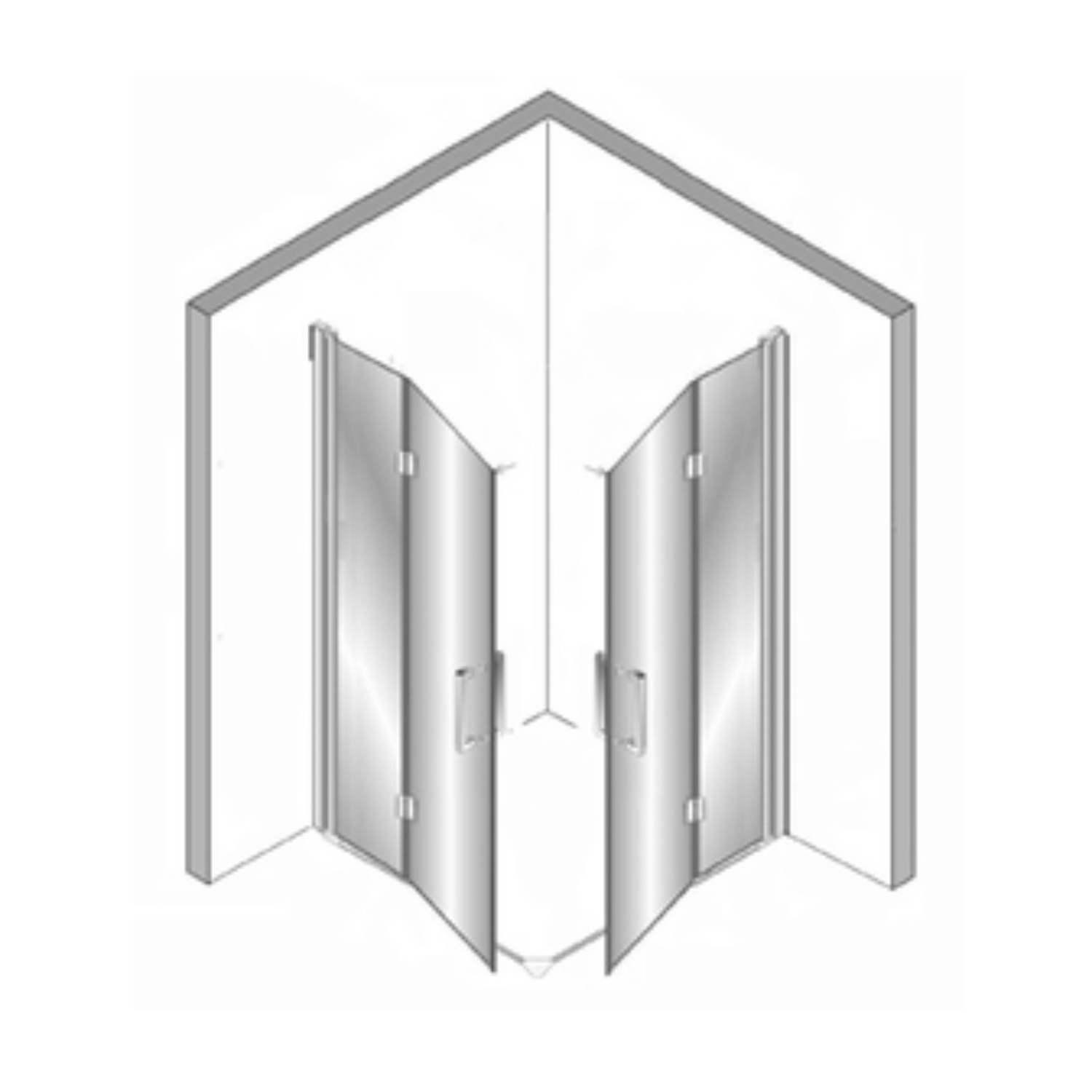 Douchecabine Plieger Panorama Vouwdeuren 6mm 80x80x200cm Chroom product afbeelding