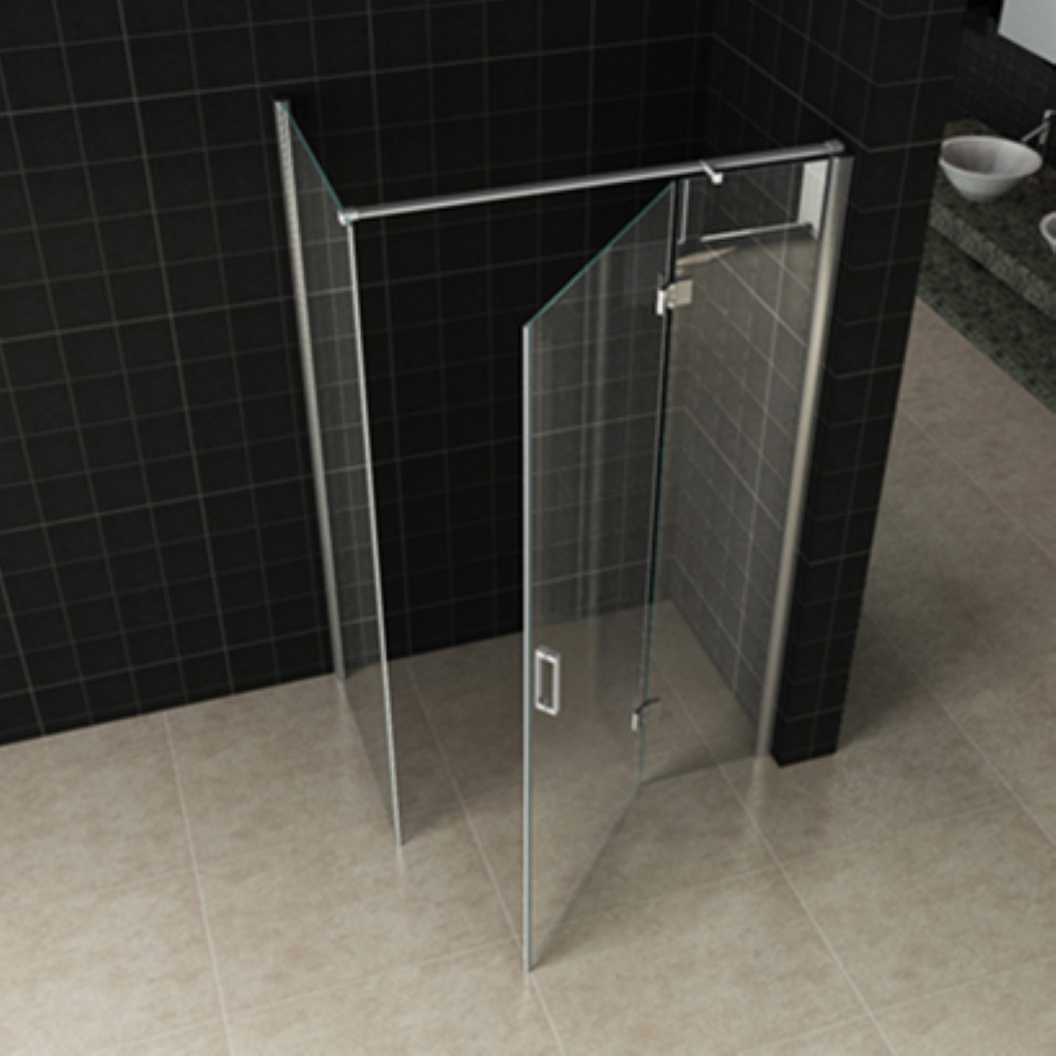 Wiesbaden Douchecabine  met Draaideur en Zijwand 90x100 cm 8mm Nano Coating Chroom