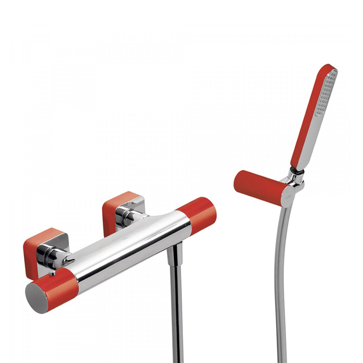 Douchethermostaat Tres Loft Colors met Handdouche 33.2x11.8 cm Rond Rood Chroom Douchethermostaat Tres Loft Colors met Handdouche 33.2x11.8 cm Rond Rood Chroom