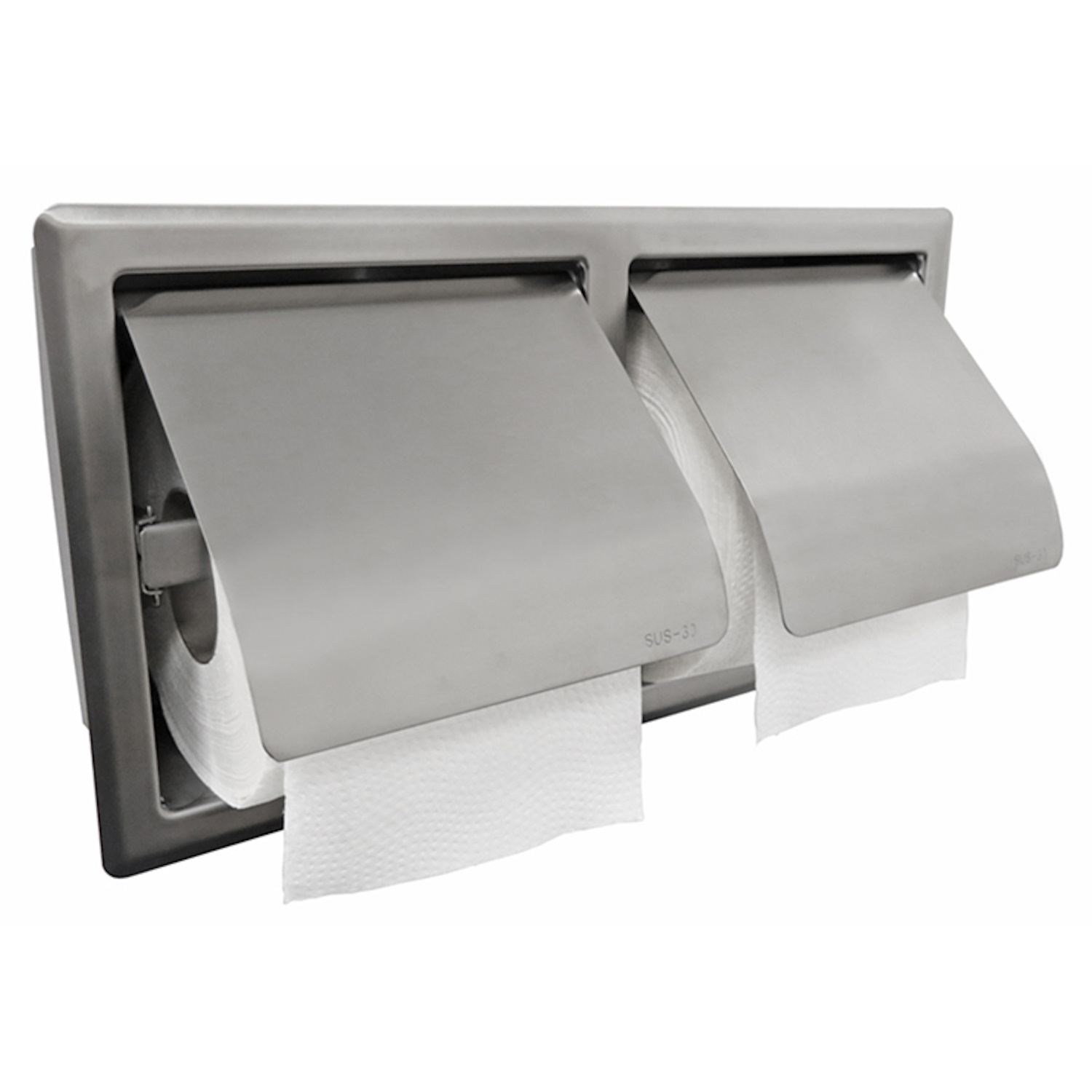 Boss & Wessing Dubbele Toiletrolhouder Inbouw BWS Boston met Klep RVS